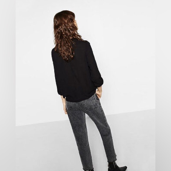 Zara Black Floral Embroidered Asymmetrical Ruffle Boho Blouse Size XS - Picture 5 of 16